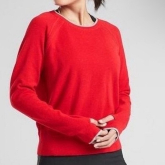 Athleta North Point Red Crew Neck Pullover Sweater - Picture 1 of 15